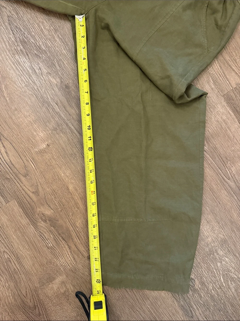 Eileen Fisher Olive Green Drawstring Waist linen pants wide leg Chinos